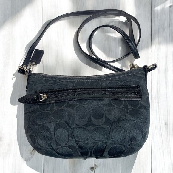 Coach Handbags - Coach Black Signature Canvas & Leather Crossbody Bag With Zip Top 8.5"W x 6"H